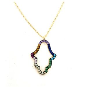 Rainbow Hamsa gold plated Necklace